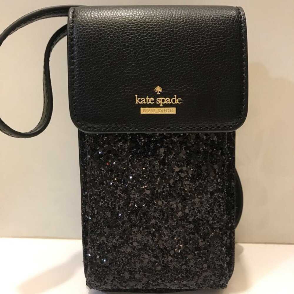Kate Spade Black Glitter Cell Phone Crossbody